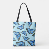 Blauwe Morpho Vlinder Illustratie Tote Bag (Achterkant)