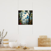 Blauwe Morpho vlinder in het regenwoud Poster (Keuken)