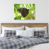 Blauwe Morpho Vlinder Natuurfotografie Canvas Afdruk (Insitu (Slaapkamer))