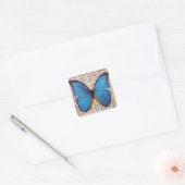 Blauwe Morpho Vlinder op Boekpagina Natuur Sticker (Envelop)