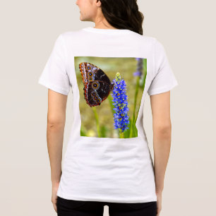 Blauwe morpho vlinder op een moeras orchidee T-Shi Tri-Blend Shirt