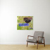 Blauwe morpho vlinder op een moeras orchidee wandkleed (In Situ (horizontaal))