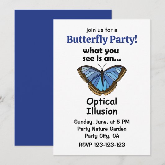 Blauwe Morpho Vlinder Optische Illusie Grappig Fee Kaart (Voorkant / Achterkant)