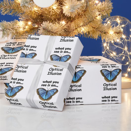 Blauwe Morpho Vlinder Optische Illusie Grappige Ci Cadeaupapier (Feestdagen)