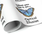 Blauwe Morpho Vlinder Optische Illusie Grappige Ci Cadeaupapier (Rol Hoek)
