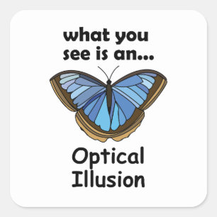 Blauwe Morpho Vlinder Optische Illusie Grappige Ci Vierkante Sticker