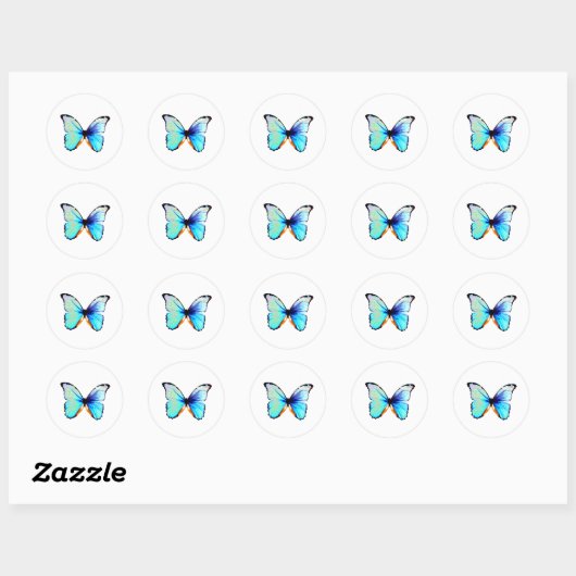 Blauwe Morpho Vlinder Stickers (Vel)