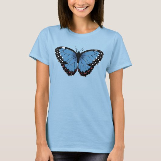 Blauwe Morpho vlinder T-shirt (Voorkant)