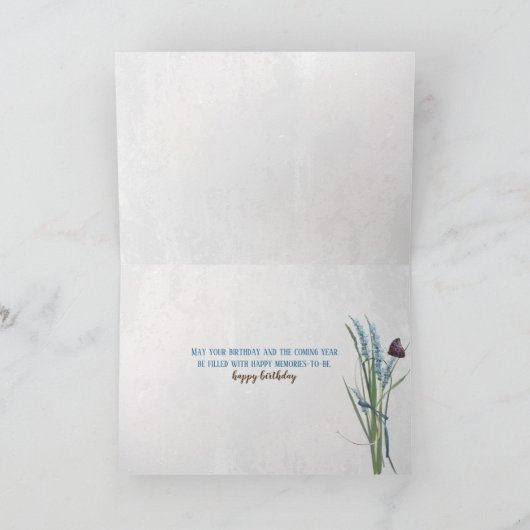 Blauwe Morpho vlinder verjaardag Kaart (Binnen)