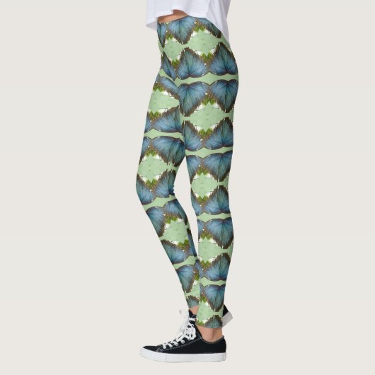 Blauwe Morpho Vlinder Vleugel Patroon Legging (Links)