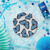 Blauwe morpho vlinders papieren bordje (Feest)