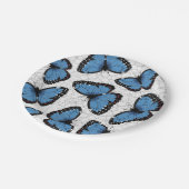 Blauwe morpho vlinders papieren bordje (Gekanteld)
