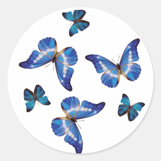 Blauwe Morpho Vlinders Stickers (Voorkant)