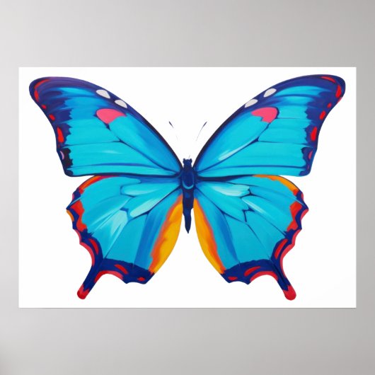 Blauwe morpho vlinderschilderij poster (Voorkant)