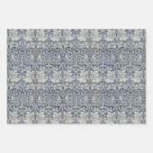 Blauwe  Morris-patroonvogels en konijnen Inpakpapier Vel (Voorkant)