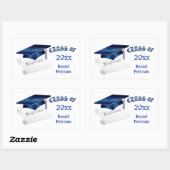 Blauwe mortel & diploma, klasse van elk jaar rechthoekige sticker (Vel)