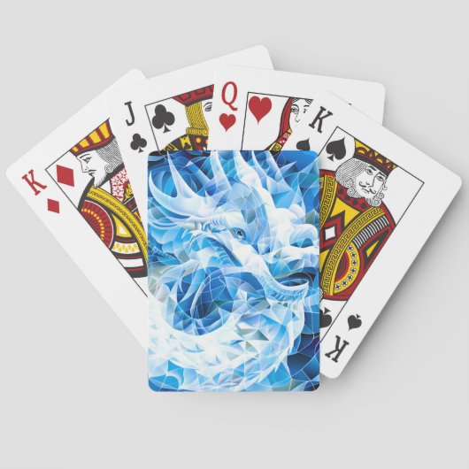 Blauwe Mosaïek Draak Pokerkaarten (Achterkant)