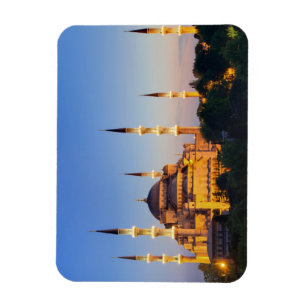 Blauwe moskee bij schemermagneet magneet