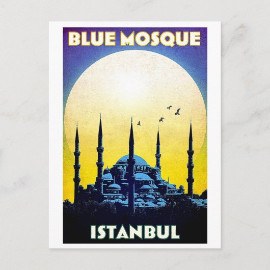 Blauwe moskee, kerk, Istanbul, Turkije, vintage Briefkaart (Voorkant)