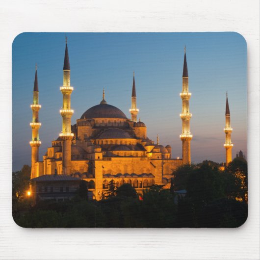 Blauwe moskee op twilight Mousepad Muismat (Voorkant)