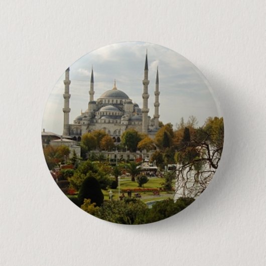 Blauwe moskee ronde button 5,7 cm (Voorkant)