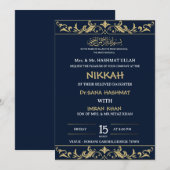 BLAUWE MOSLIM BRUILOFT UITNODIGING (Voorkant / Achterkant)