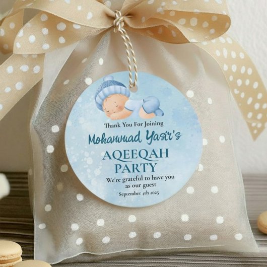 Blauwe Moslim Pasgeboren Baby Boy Aqeeqah Favoriet Bedankjes Labels