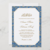 blauwe moslimbruiloft Uitnodigingen (Voorkant)