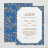 blauwe moslimbruiloft Uitnodigingen (Voorkant / Achterkant)