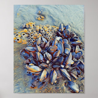 Blauwe mossel 8 x 10 Canvas afdrukken Poster