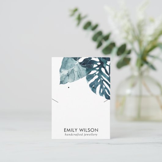 BLAUWE MOSTERA FAUNA KETTING DIE COMBO-DISPLAY VER VISITEKAARTJE (Staand voorkant)