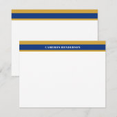 Blauwe Mosterdgele strepen Voeg Jouw naam toe Notitiekaartje (Voorkant / Achterkant)