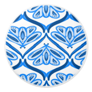 Blauwe Mot Vlinder Aquarel Ziet Er Wit Mooi Uit Keramische Knop