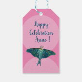 Blauwe mot vlinder cadeaulabel (Achterkant)