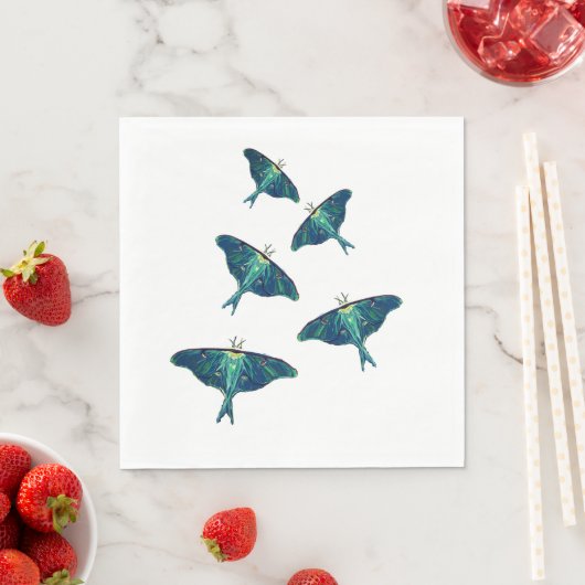 Blauwe motenvlindertekening servet (Insitu)