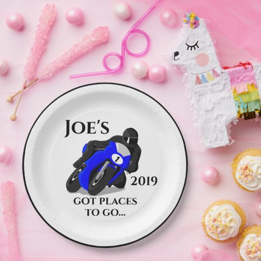 Blauwe motorfiets #1 Bord (Feest)