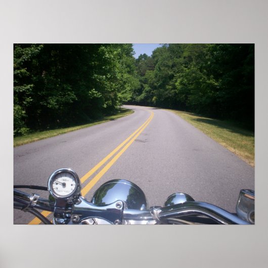 Blauwe motorfiets 3 poster (Voorkant)