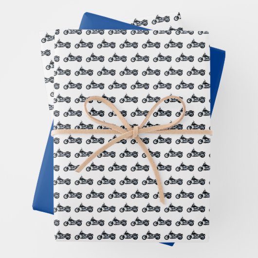 Blauwe motorfiets Aangepaste feestdagen Inpakpapier Vel (In situ)