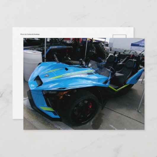 Blauwe motorfiets briefkaart (Voorkant / Achterkant)