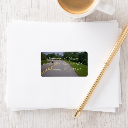 Blauwe motorfiets etiket (Insitu)