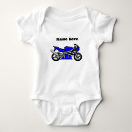 Blauwe motorfiets gepersonaliseerd wit romper
