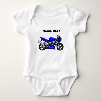 Blauwe motorfiets gepersonaliseerd wit romper