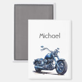 Blauwe motorfiets magneet (Voorkant / Achterkant)