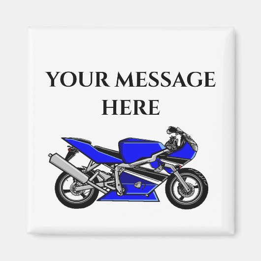 Blauwe motorfiets magneet (Voorkant)