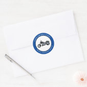 Blauwe motorfiets op maat ronde sticker (Envelop)