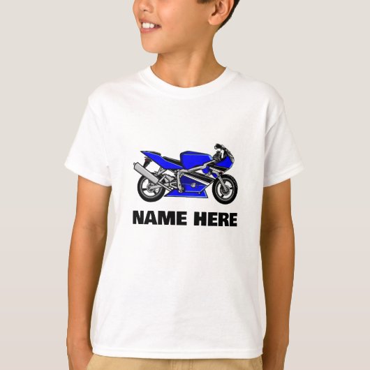 Blauwe motorfiets t-shirt (Voorkant)