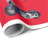 Blauwe motorfietsen met rode kerst cadeaupapier (Rol Hoek)
