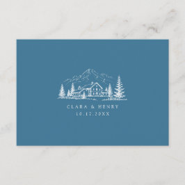 Blauwe Mountain QR-code Huwelijks RSVP-kaart Informatiekaartje