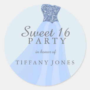 Blauwe mousserende glitter Geit Sweet 16 Party Ronde Sticker