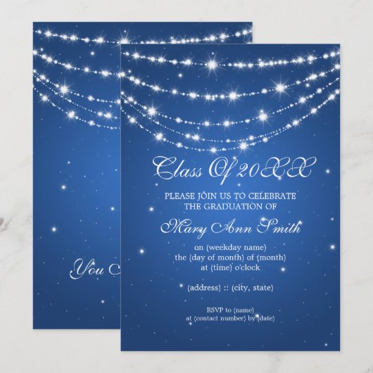 Blauwe mousserende keten van de peulpartij kaart (Voorkant / Achterkant)